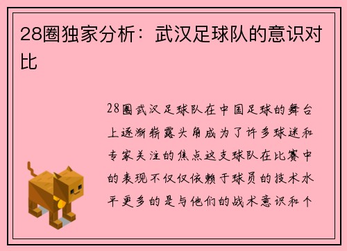 28圈独家分析：武汉足球队的意识对比